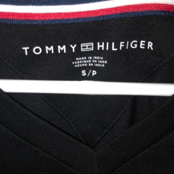 Black Tommy Hilfiger V Neck Shirt - Picture 2 of 2